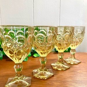 Vintage Fostoria Moonstone Yellow Wine Glasses